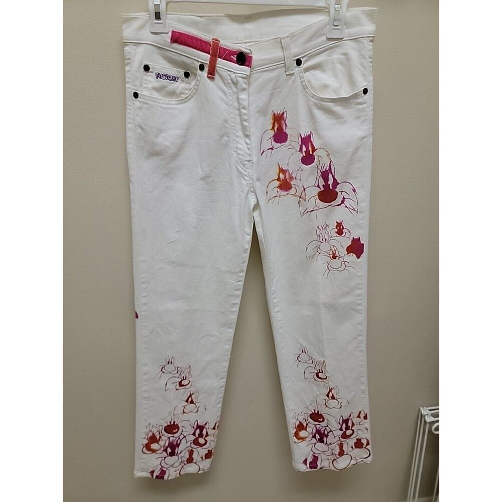 Iceberg History  Looney Tunes SYLVESTER White/Pink Jeans Made In Italy US 10/30"
